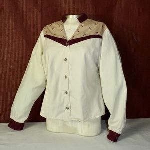 VINTAGE Ozark Mountain Jean Co Women's Medium LS Western Cowgirl Shirt USA